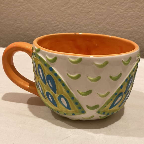 Clay Art Oversized Floral Owl Mug Cup Colorful Design with Orange Inside 18oz - Picture 2 of 8